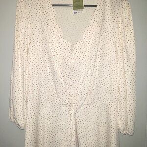 Meraki Cream with Yellow/Black Spotted Blouse